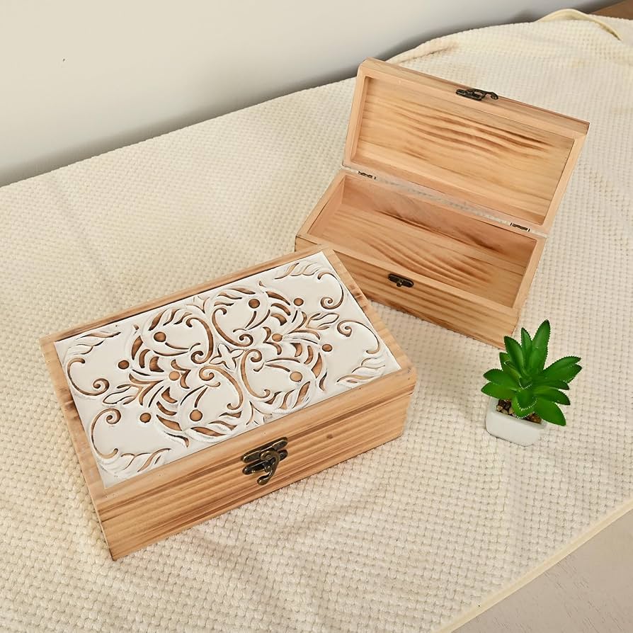Amazon.com: DECOR4SEASON Wooden Box Set of 2 - Rustic